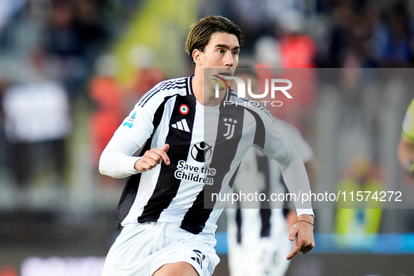 Dusan Vlahovic of Juventus FC during the Serie A Enilive match between Empoli FC and Juventus FC at Stadio Carlo Castellani on September 14,...