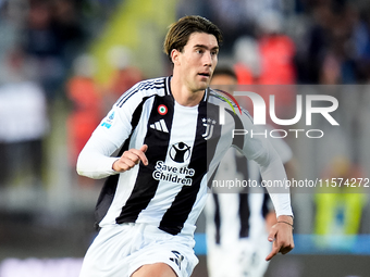 Dusan Vlahovic of Juventus FC during the Serie A Enilive match between Empoli FC and Juventus FC at Stadio Carlo Castellani on September 14,...