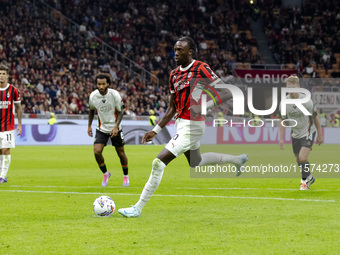 Tammy Abraham plays during the Serie A match between AC Milan and Venezia FC in Milano, Italy, on September 14, 2024, at Stadio Giuseppe Mea...