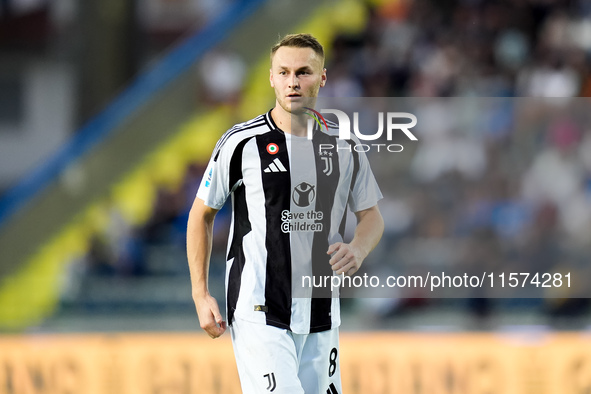 Teun Koopmeiners of Juventus FC looks on during the Serie A Enilive match between Empoli FC and Juventus FC at Stadio Carlo Castellani on Se...