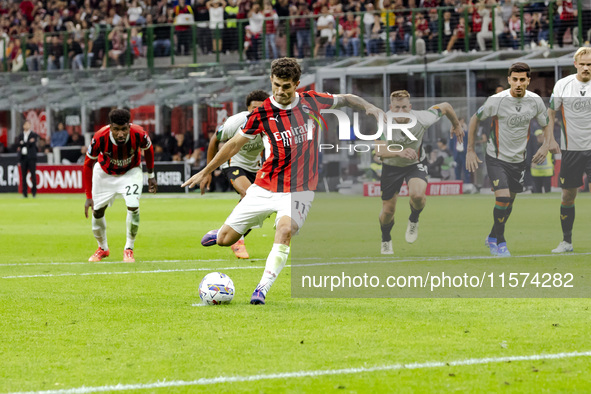 Christian Pulisic plays during the Serie A match between AC Milan and Venezia FC in Milano, Italy, on September 14, 2024, at Stadio Giuseppe...