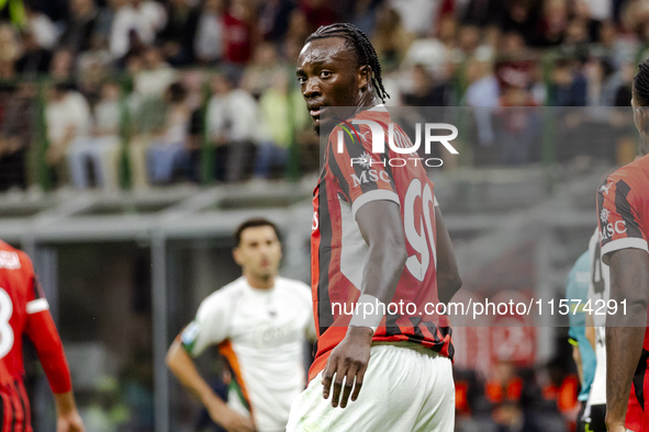 Tammy Abraham plays during the Serie A match between AC Milan and Venezia FC in Milano, Italy, on September 14, 2024, at Stadio Giuseppe Mea...