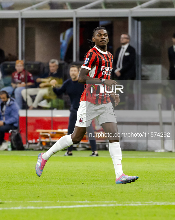 Rafael Leao plays during the Serie A match between AC Milan and Venezia FC in Milano, Italy, on September 14, 2024, at Stadio Giuseppe Meazz...