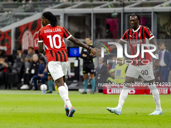 Rafael Leao and Tammy Abraham are in action during the Serie A match between AC Milan and Venezia FC in Milano, Italy, on September 14, 2024...