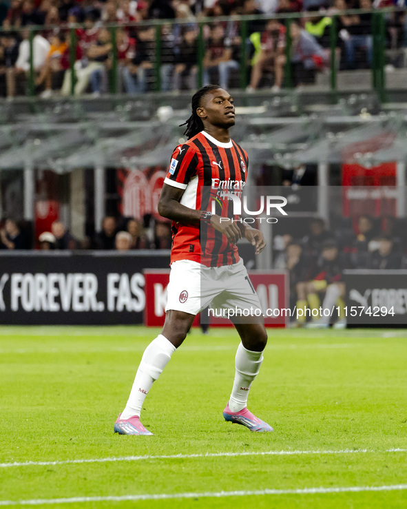 Rafael Leao plays during the Serie A match between AC Milan and Venezia FC in Milano, Italy, on September 14, 2024, at Stadio Giuseppe Meazz...