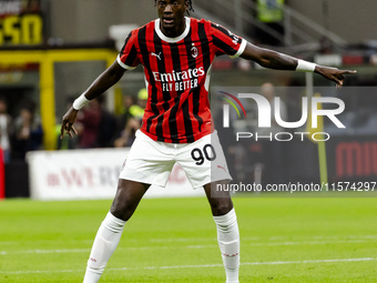 Tammy Abraham plays during the Serie A match between AC Milan and Venezia FC in Milano, Italy, on September 14, 2024, at Stadio Giuseppe Mea...