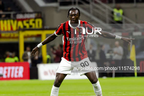 Tammy Abraham plays during the Serie A match between AC Milan and Venezia FC in Milano, Italy, on September 14, 2024, at Stadio Giuseppe Mea...