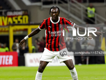 Tammy Abraham plays during the Serie A match between AC Milan and Venezia FC in Milano, Italy, on September 14, 2024, at Stadio Giuseppe Mea...