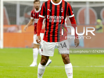 Tijjani Reijnders plays during the Serie A match between AC Milan and Venezia FC at Stadio Giuseppe Meazza in Milano, Italy, on September 14...