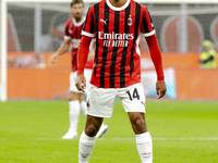 Tijjani Reijnders plays during the Serie A match between AC Milan and Venezia FC at Stadio Giuseppe Meazza in Milano, Italy, on September 14...