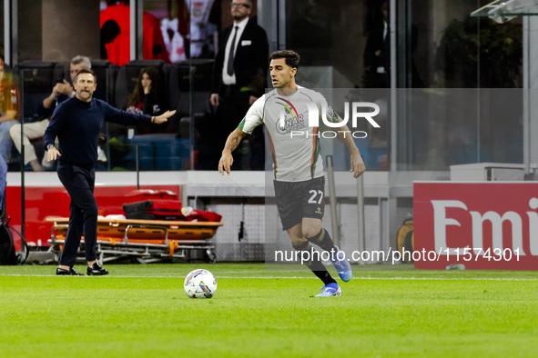 Antonio Candela plays during the Serie A match between AC Milan and Venezia FC in Milano, Italy, on September 14, 2024, at Stadio Giuseppe M...