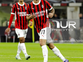 Christian Pulisic plays during the Serie A match between AC Milan and Venezia FC in Milano, Italy, on September 14, 2024, at Stadio Giuseppe...