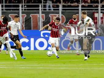 Christian Pulisic plays during the Serie A match between AC Milan and Venezia FC in Milano, Italy, on September 14, 2024, at Stadio Giuseppe...