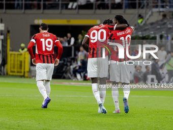 Tammy Abraham and Rafael Leao are in action during the Serie A match between AC Milan and Venezia FC in Milano, Italy, on September 14, 2024...