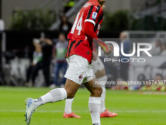 Tijjani Reijnders plays during the Serie A match between AC Milan and Venezia FC at Stadio Giuseppe Meazza in Milano, Italy, on September 14...