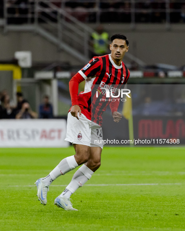 Tijjani Reijnders plays during the Serie A match between AC Milan and Venezia FC at Stadio Giuseppe Meazza in Milano, Italy, on September 14...