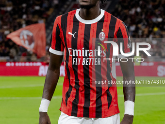 Tammy Abraham plays during the Serie A match between AC Milan and Venezia FC in Milano, Italy, on September 14, 2024, at Stadio Giuseppe Mea...