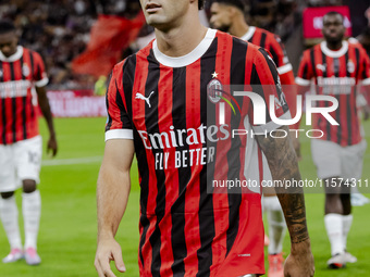 Christian Pulisic plays during the Serie A match between AC Milan and Venezia FC in Milano, Italy, on September 14, 2024, at Stadio Giuseppe...