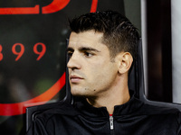 Alvaro Morata plays during the Serie A match between AC Milan and Venezia FC in Milano, Italy, on September 14, 2024, at Stadio Giuseppe Mea...