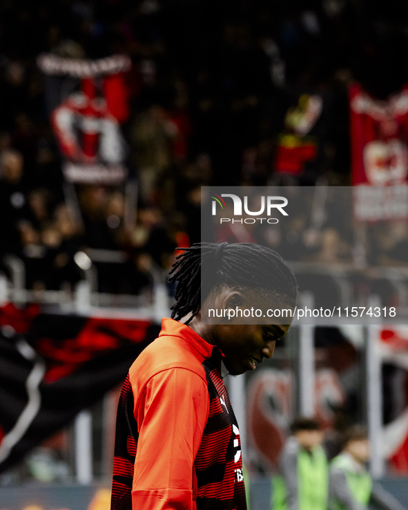 Rafael Leao plays during the Serie A match between AC Milan and Venezia FC in Milano, Italy, on September 14, 2024, at Stadio Giuseppe Meazz...