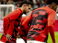 Theo Hernandez plays during the Serie A match between AC Milan and Venezia FC in Milano, Italy, on September 14, 2024, at Stadio Giuseppe Me...