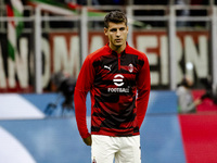 Alvaro Morata plays during the Serie A match between AC Milan and Venezia FC in Milano, Italy, on September 14, 2024, at Stadio Giuseppe Mea...