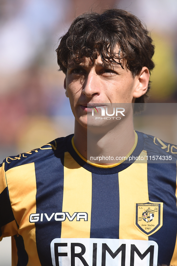 Romano Floriani Mussolini of SS Juve Stabia during the Serie B match between SS Juve Stabia and Palermo FC at Stadio Romeo Menti Castellamma...