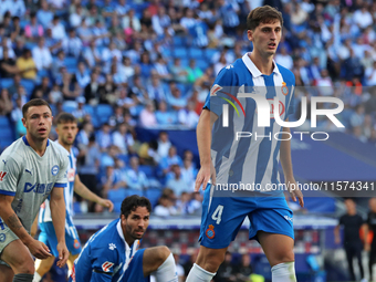 Marash Kumbulla plays during the match between RCD Espanyol and Deportivo Alaves, corresponding to week 5 of LaLiga EA Sports, at the RCDE S...