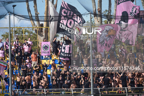 Supporters of Palermo FC during the Serie B match between SS Juve Stabia and Palermo FC at Stadio Romeo Menti Castellammare Di Stabia Italy...