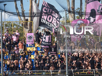 Supporters of Palermo FC during the Serie B match between SS Juve Stabia and Palermo FC at Stadio Romeo Menti Castellammare Di Stabia Italy...