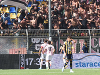 Jacopo Segre of Palermo FC celebrates with team mates after scoring during the Serie B match between SS Juve Stabia and Palermo FC at Stadio...