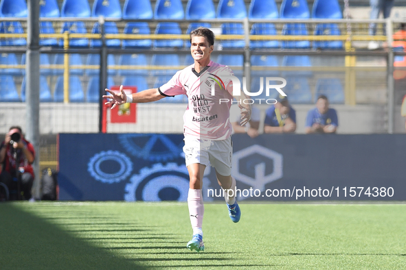 Jacopo Segre of Palermo FC celebrates after scoring during the Serie B match between SS Juve Stabia and Palermo FC at Stadio Romeo Menti Cas...