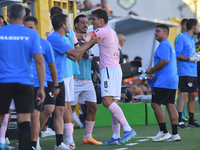 Jacopo Segre of Palermo FC celebrates with team mates after scoring during the Serie B match between SS Juve Stabia and Palermo FC at Stadio...