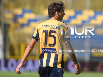 Romano Floriani Mussolini of SS Juve Stabia during the Serie B match between SS Juve Stabia and Palermo FC at Stadio Romeo Menti Castellamma...