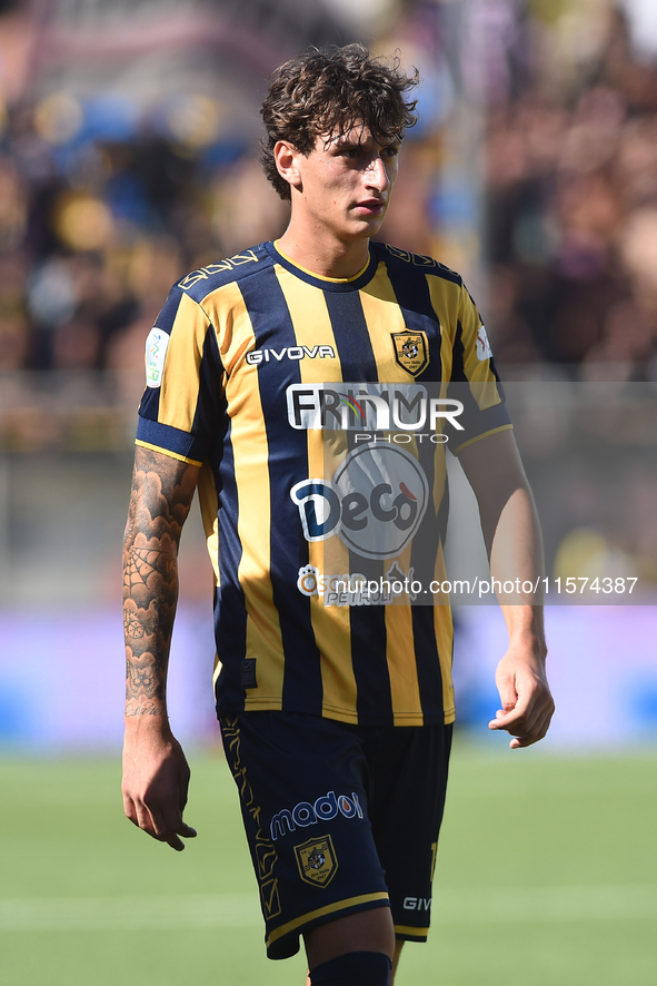 Romano Floriani Mussolini of SS Juve Stabia during the Serie B match between SS Juve Stabia and Palermo FC at Stadio Romeo Menti Castellamma...