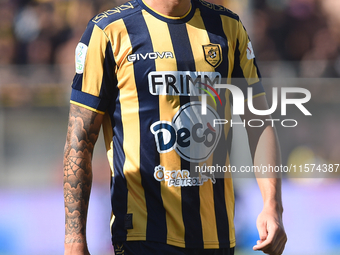 Romano Floriani Mussolini of SS Juve Stabia during the Serie B match between SS Juve Stabia and Palermo FC at Stadio Romeo Menti Castellamma...