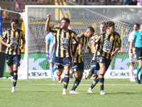 Andrea Adorante of SS Juve Stabia  celebrates with team mates after scoring during the Serie B match between SS Juve Stabia and Palermo FC a...