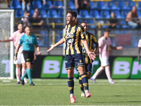 Andrea Adorante of SS Juve Stabia celebrates after scoring during the Serie B match between SS Juve Stabia and Palermo FC at Stadio Romeo Me...