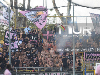 Supporters of Palermo FC during the Serie B match between SS Juve Stabia and Palermo FC at Stadio Romeo Menti Castellammare Di Stabia Italy...