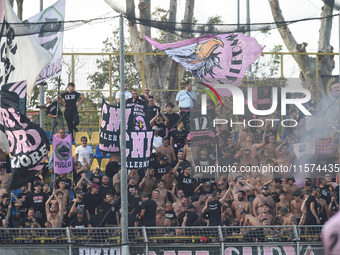 Supporters of Palermo FC during the Serie B match between SS Juve Stabia and Palermo FC at Stadio Romeo Menti Castellammare Di Stabia Italy...