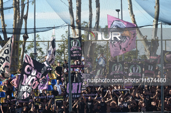 Supporters of Palermo FC during the Serie B match between SS Juve Stabia and Palermo FC at Stadio Romeo Menti Castellammare Di Stabia Italy...