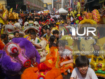 Members of the Chinese community in Sao Paulo, Brazil, gather in the city center to celebrate the Mid-Autumn Festival, an important cultural...