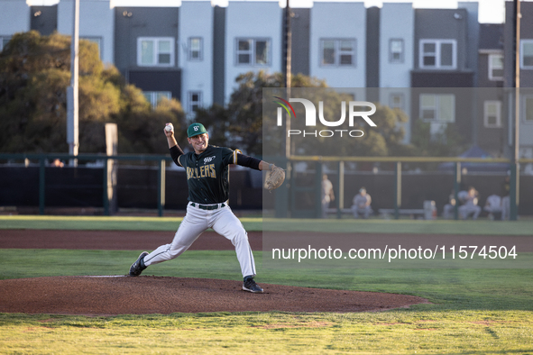 The Oakland Ballers (1) beat the Yolo High Wheelers (0) in game 2 (round 1) of the Pioneer Baseball League's playoffs in Oakland, Calif., on...