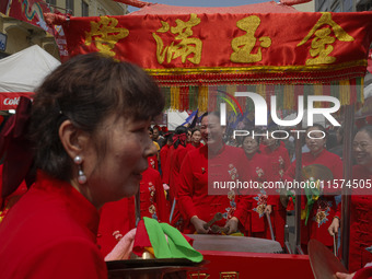 Members of the Chinese community in Sao Paulo, Brazil, gather in the city center to celebrate the Mid-Autumn Festival, an important cultural...