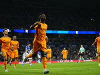 Vinicius Junior left winger of Real Madrid and Brazil celebrates after scoring his sides first goal during the La Liga match between Real So...