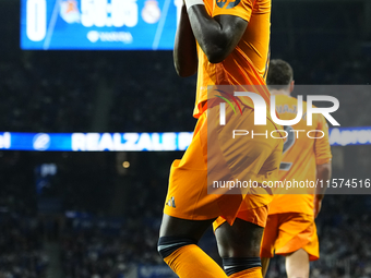 Vinicius Junior left winger of Real Madrid and Brazil celebrates after scoring his sides first goal during the La Liga match between Real So...