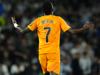 Vinicius Junior left winger of Real Madrid and Brazil celebrates after scoring his sides first goal during the La Liga match between Real So...