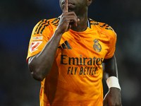 Vinicius Junior left winger of Real Madrid and Brazil celebrates after scoring his sides first goal during the La Liga match between Real So...