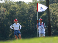 GAINESVILLE, VIRGINIA - SEPTEMBER 14: Sarah Schmelzel of the United States waits on the 11th green during Foursomes Matches on Day Two of th...