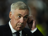 Carlo Ancelotti head coach of Real Madrid during the La Liga match between Real Sociedad de Futbol and Real Madrid CF at Reale Arena on Sept...